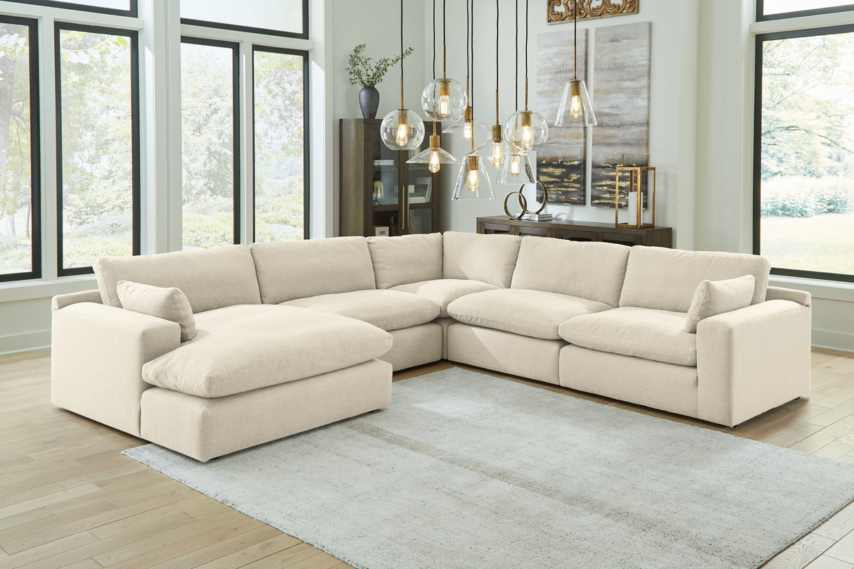 Nashville Furniture Outlets - Ashley Furniture - Elyza Sectional - RAF 5-Piece Sectional with Chaise / Linen - 10006S6