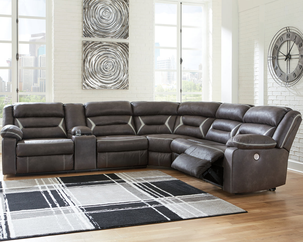 Nashville Furniture Outlets - Ashley Furniture - Kincord Sectional - 4-Piece Power Reclining Sectional / Midnight - 13104S4