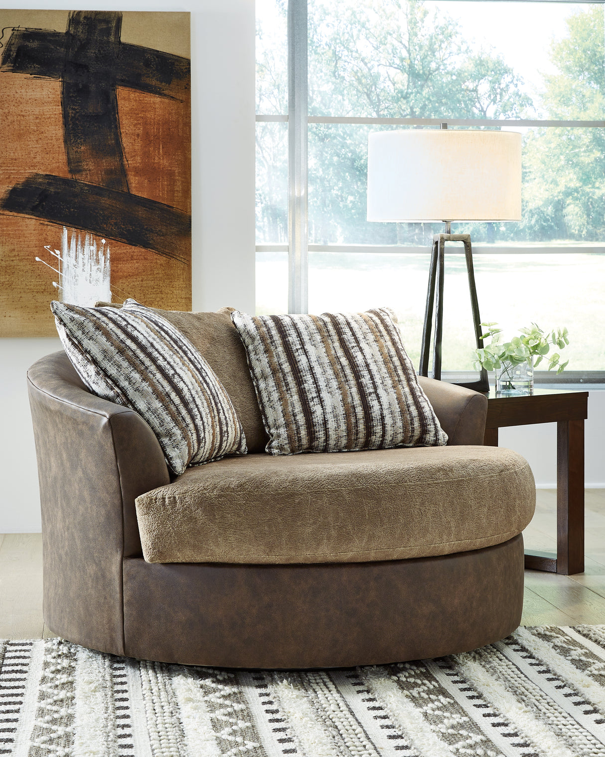 Nashville Furniture Outlets - Ashley Furniture - Alesbury Living Room - Oversized Swivel Accent Chair / Chocolate - 1870421