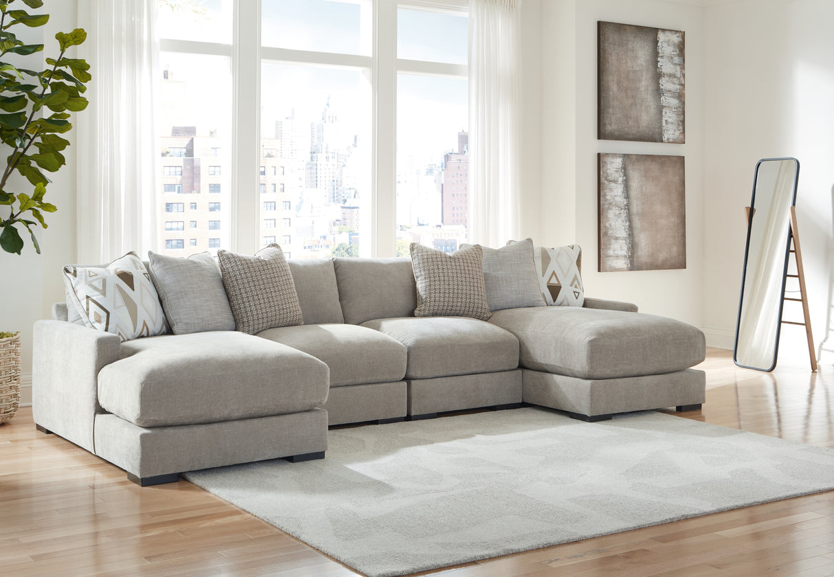Nashville Furniture Outlets - Ashley Furniture - Aslan Court Sectional - RAF 4-Piece Sofa Pit Sectional / Pebble - 20305S5