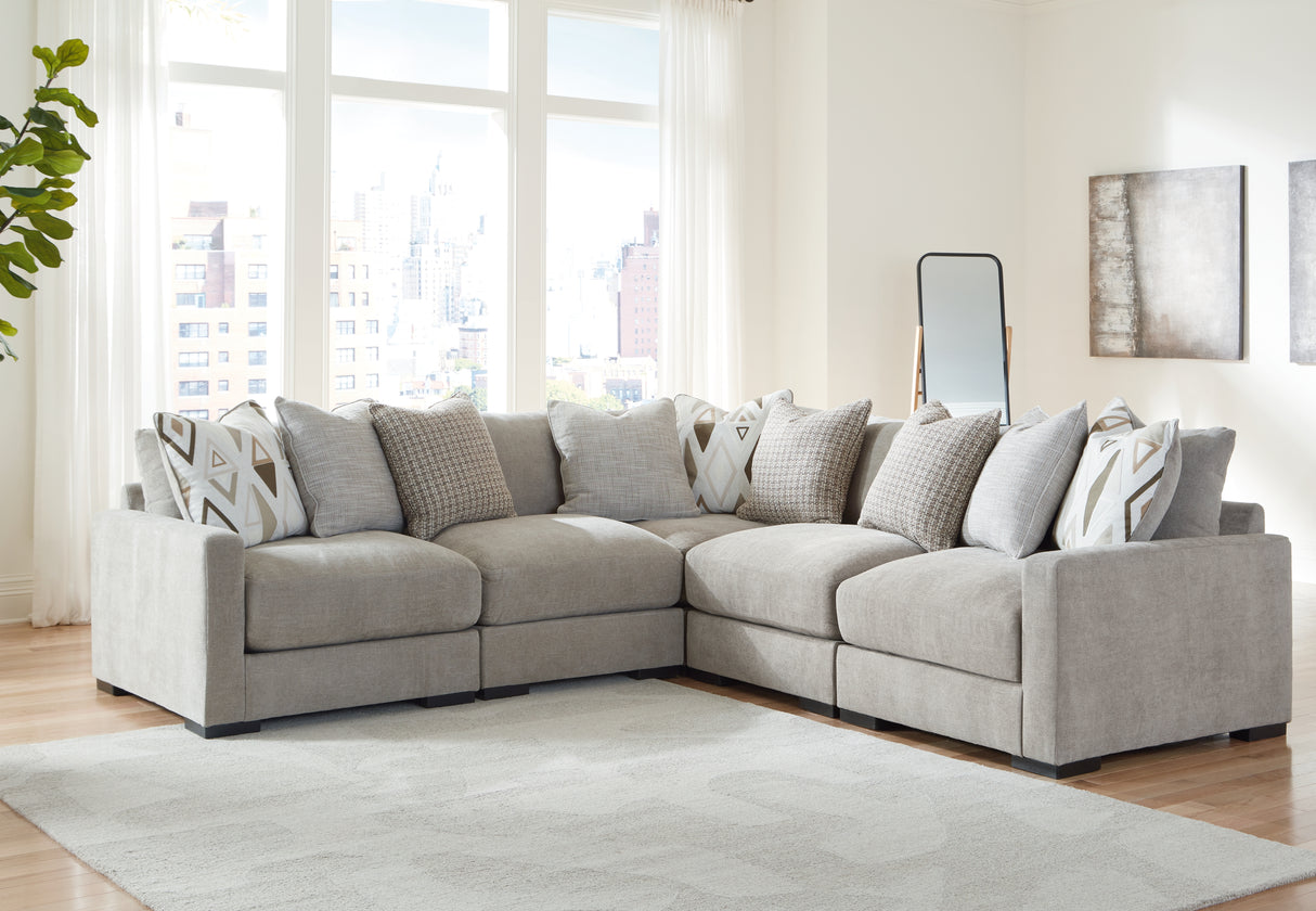 Nashville Furniture Outlets - Ashley Furniture - Aslan Court Sectional - RAF 5-Piece Sectional / Pebble - 20305S6