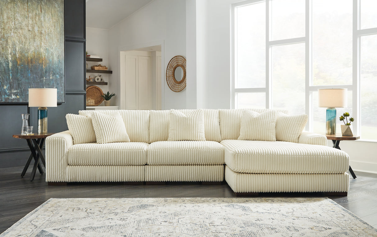 Nashville Furniture Outlets - Ashley Furniture - Lindyn Sectional - RAF 3-Piece Sectional with Chaise / Ivory - 21104S12