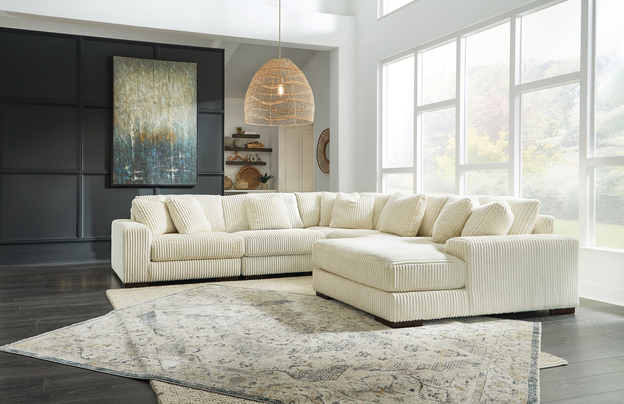 Nashville Furniture Outlets - Ashley Furniture - Lindyn Sectional - RAF 5-Piece Sectional with Chaise / Ivory - 21104S7