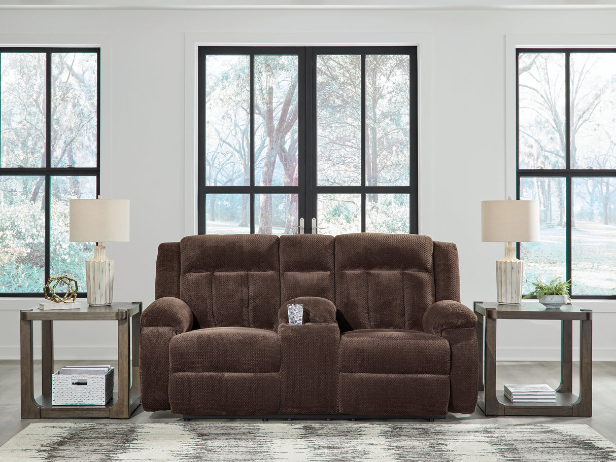 Nashville Furniture Outlets - Ashley Furniture - Observation Living Room - DBL REC PWR Loveseat w/Console / Chocolate - PC2140696