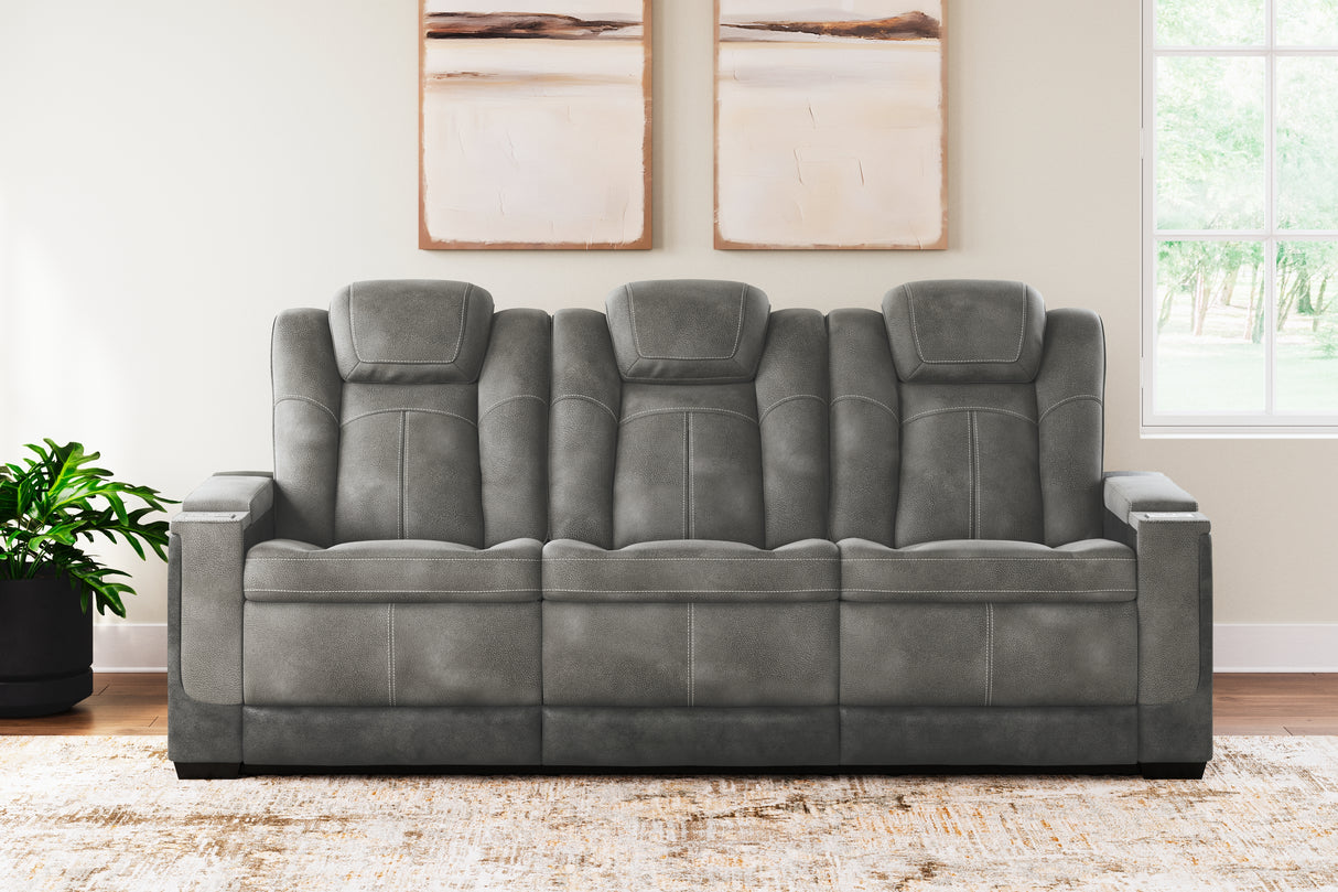 Nashville Furniture Outlets - Ashley Furniture - Next-Gen DuraPella Living Room - PWR REC Sofa with ADJ Headrest / Slate - 2200415