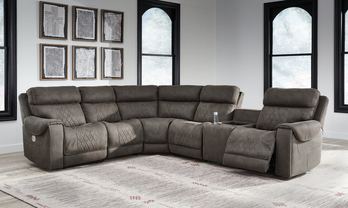 Nashville Furniture Outlets - Ashley Furniture - Hoopster Sectional - 6-Piece Power Reclining Sectional / Gunmetal - 23703S5