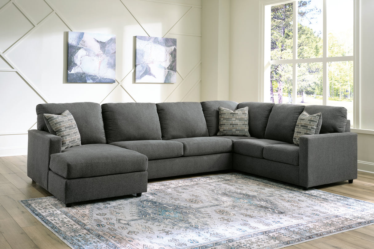 Nashville Furniture Outlets - Ashley Furniture - Edenfield Sectional - RAF 3-Piece Sectional with Chaise / Charcoal - 29003S1