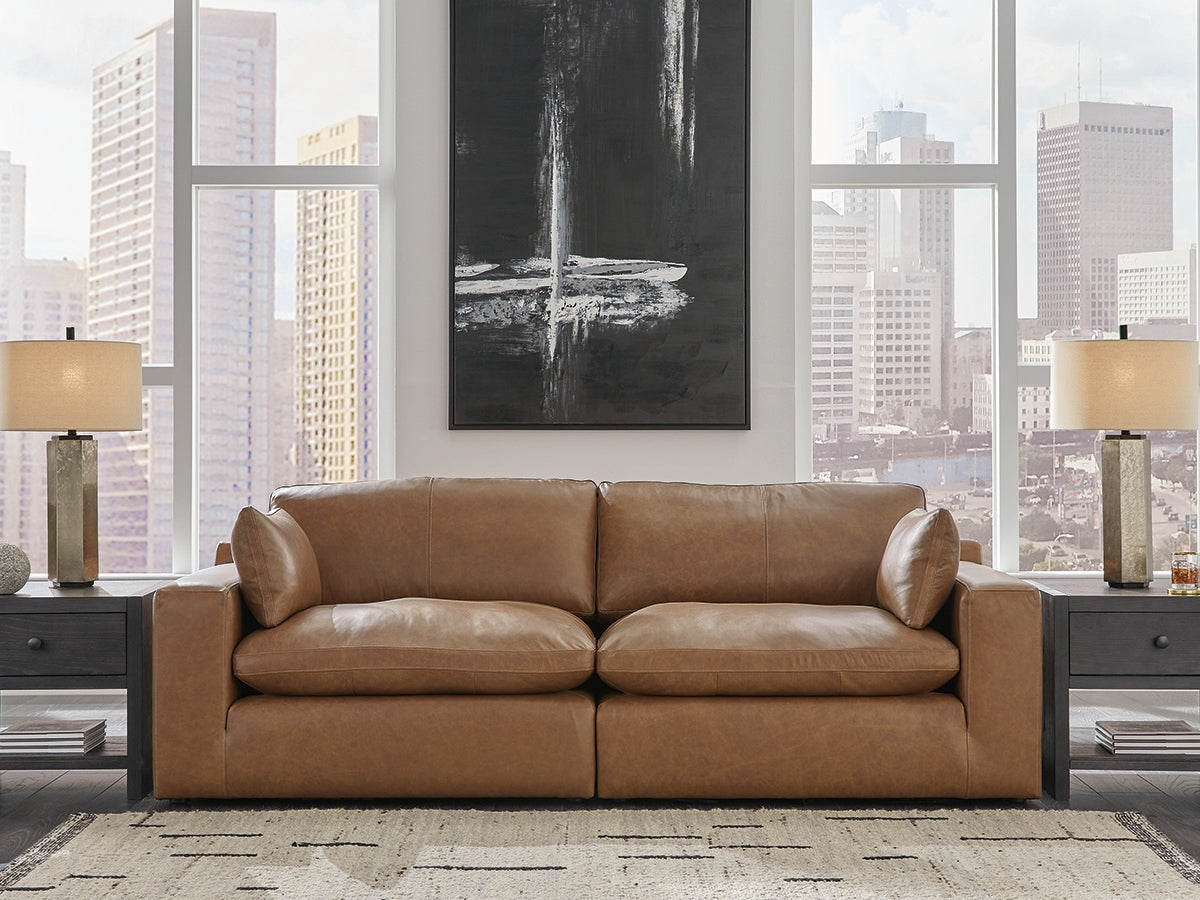 Nashville Furniture Outlets - Ashley Furniture - Emilia Sectional - RAF 2-Piece Sectional Loveseat / Caramel - 30901S1