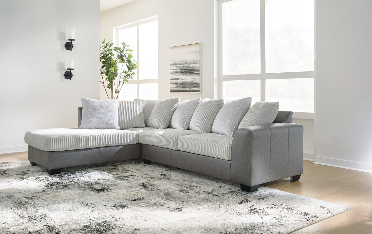Nashville Furniture Outlets - Ashley Furniture - Clairette Court Sectional - RAF 2-Piece Sectional with Chaise / Alloy - 31503S1