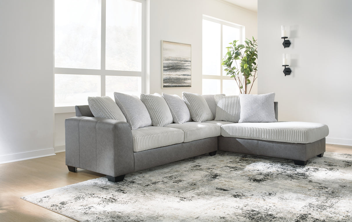 Nashville Furniture Outlets - Ashley Furniture - Clairette Court Sectional - LAF 2-Piece Sectional with Chaise / Alloy - 31503S2