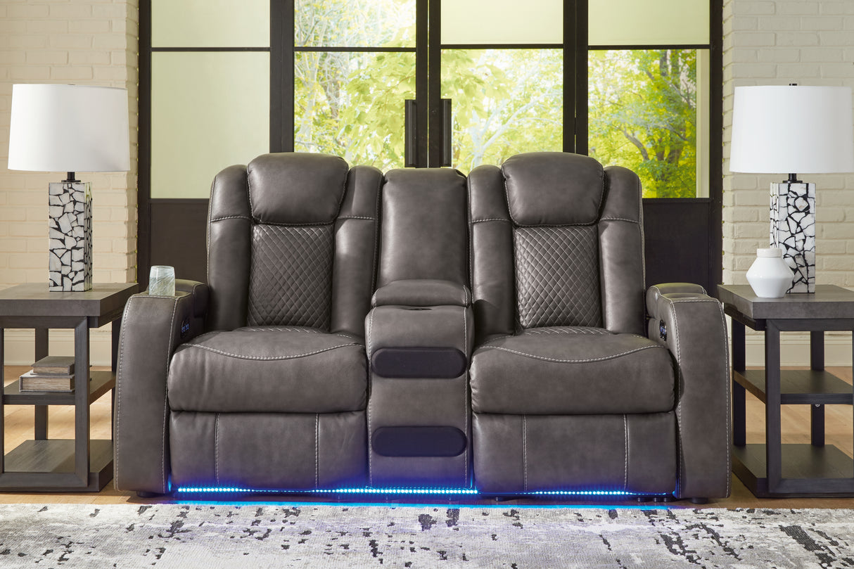 Nashville Furniture Outlets - Ashley Furniture - Fyne-Dyme Living Room - PWR REC Loveseat/CON/ADJ HDRST / Shadow - 3660218