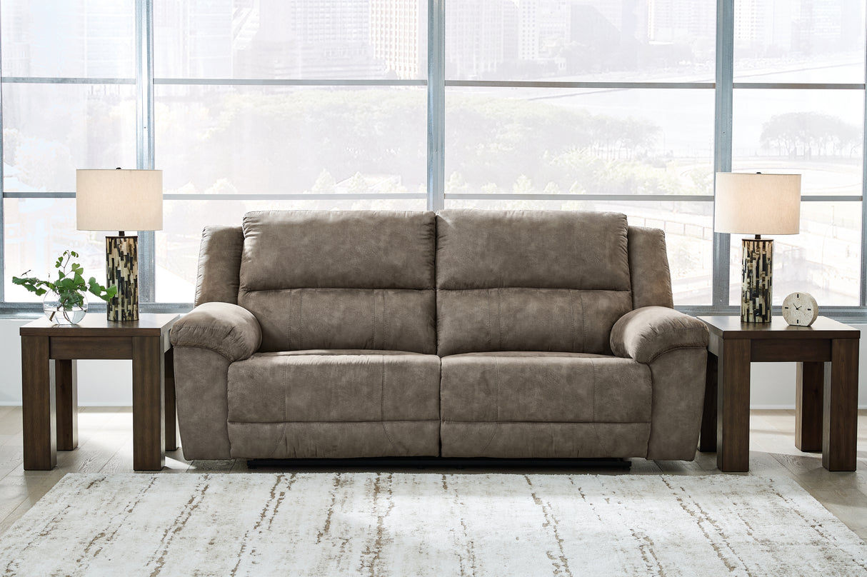 Nashville Furniture Outlets - Ashley Furniture - Laresview Living Room - DBL Rec Loveseat w/Console / Fossil - 3720394