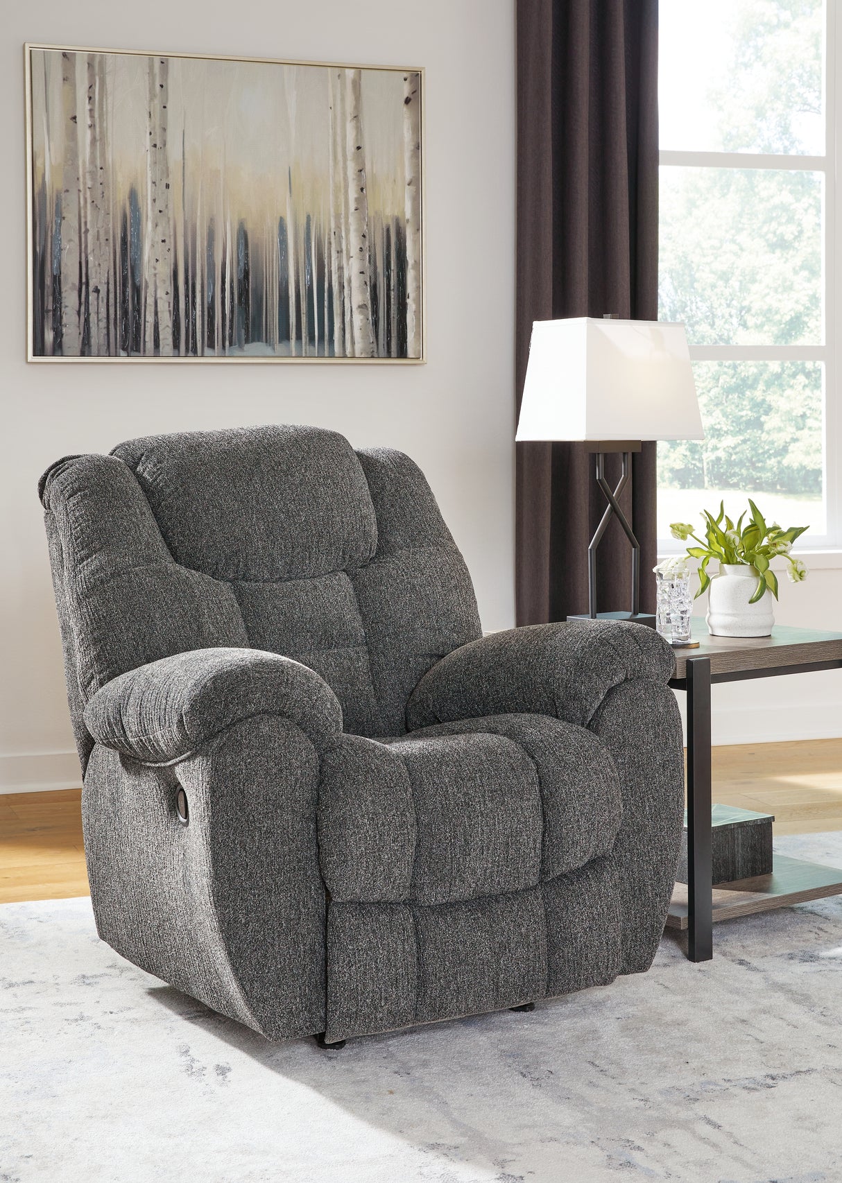 Nashville Furniture Outlets - Ashley Furniture - Foreside Living Room - DBL Rec Loveseat w/Console / Charcoal - 3810494