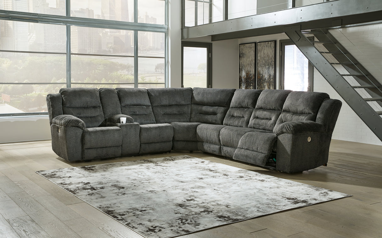 Nashville Furniture Outlets - Ashley Furniture - Nettington Sectional - 3-Piece Power Reclining Sectional / Smoke - 44101S1