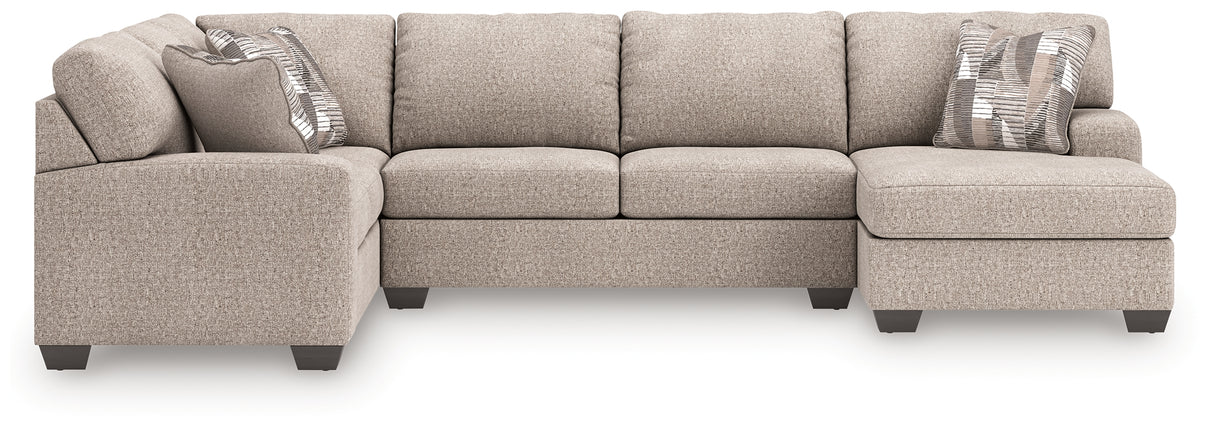 Nashville Furniture Outlets - Ashley Furniture - Newellen Sectional - LAF 3-Piece Sleeper Sectional with Chaise / Hemp - 48404S6