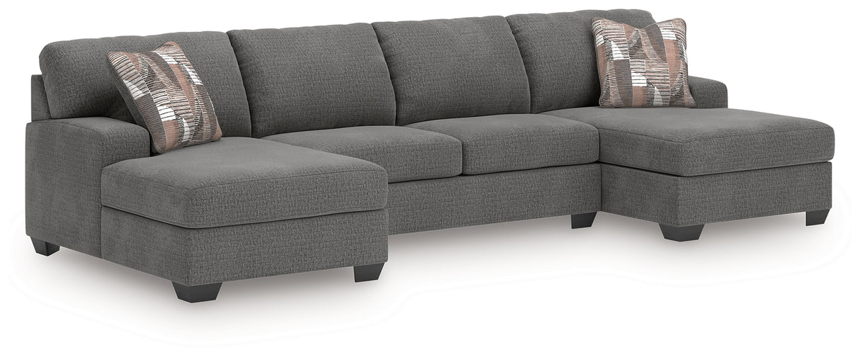 Nashville Furniture Outlets - Ashley Furniture - Newellen Sectional - RAF 3-Piece Sectional with Double Chaise / Greystone - 48405S3
