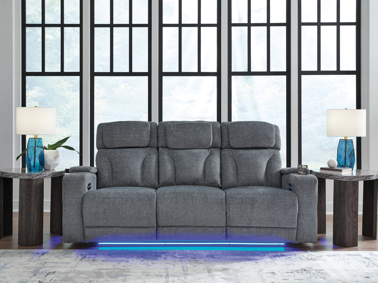 Nashville Furniture Outlets - Ashley Furniture - Studio Cave Living Room - PWR REC Sofa with ADJ Headrest / Steel - PC4980215