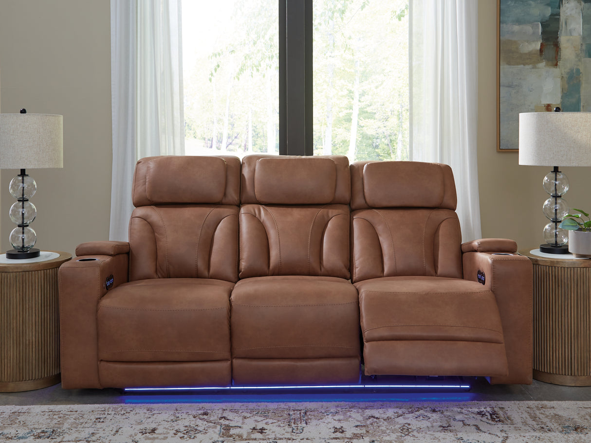 Nashville Furniture Outlets - Ashley Furniture - Clean-Slate Living Room - PWR REC Sofa with ADJ Headrest / Caramel - PC5010115