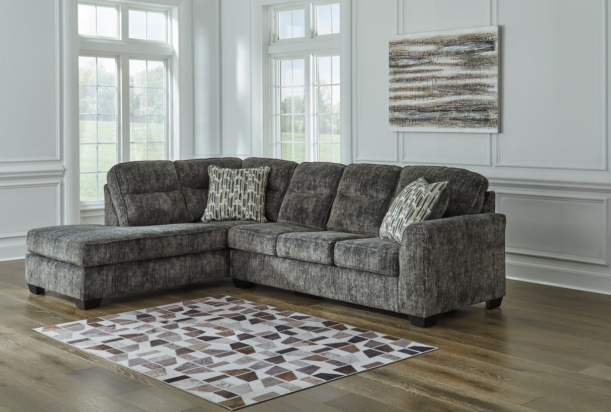 Nashville Furniture Outlets - Ashley Furniture - Lonoke Sectional - RAF 2-Piece Sectional with Chaise / Gunmetal - 50504S1