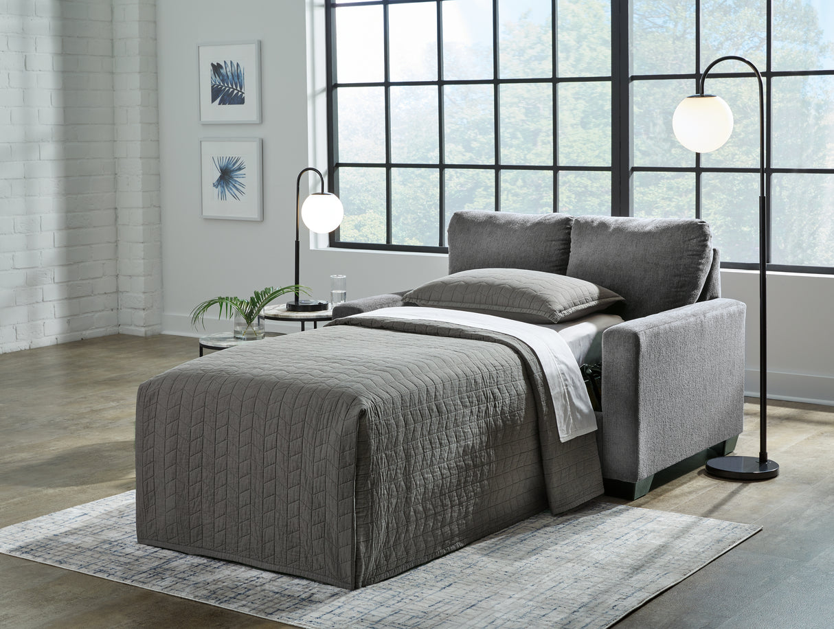 Nashville Furniture Outlets - Ashley Furniture - Rannis Living Room - Twin Sofa Sleeper / Pewter - 5360237