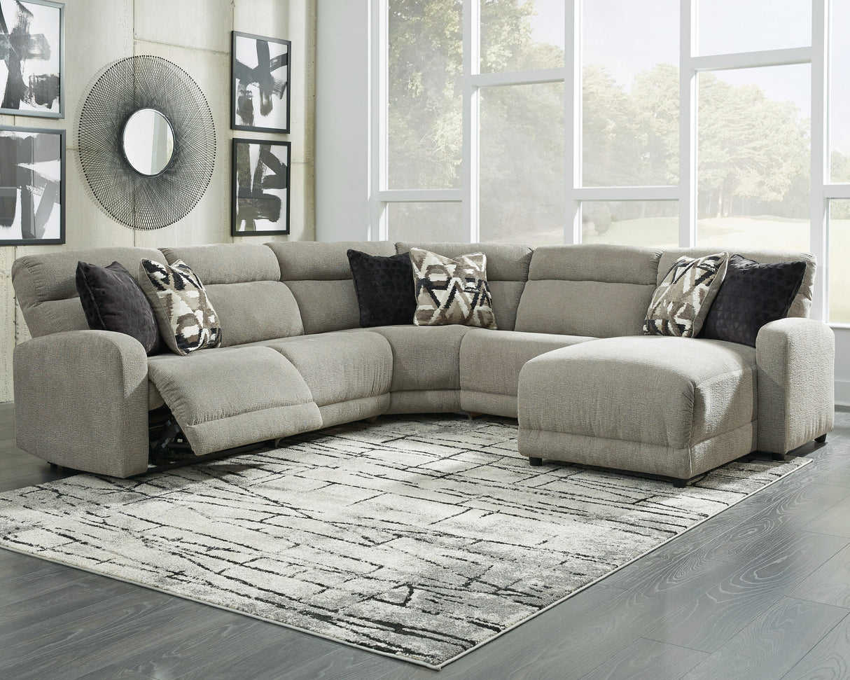 Nashville Furniture Outlets - Ashley Furniture - Colleyville Sectional - 5-Piece Power Reclining Sectional with Chaise / Stone - 54405S14