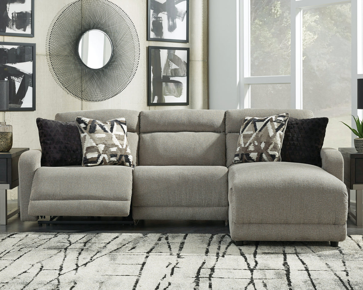 Nashville Furniture Outlets - Ashley Furniture - Colleyville Sectional - 3-Piece Power Reclining Sectional with Chaise / Stone - 54405S2