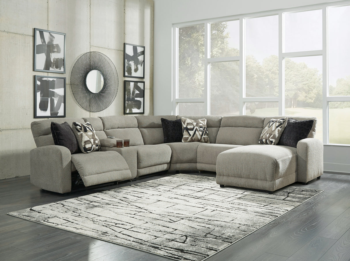 Nashville Furniture Outlets - Ashley Furniture - Colleyville Sectional - 6-Piece Power Reclining Sectional with Chaise / Stone - 54405S12