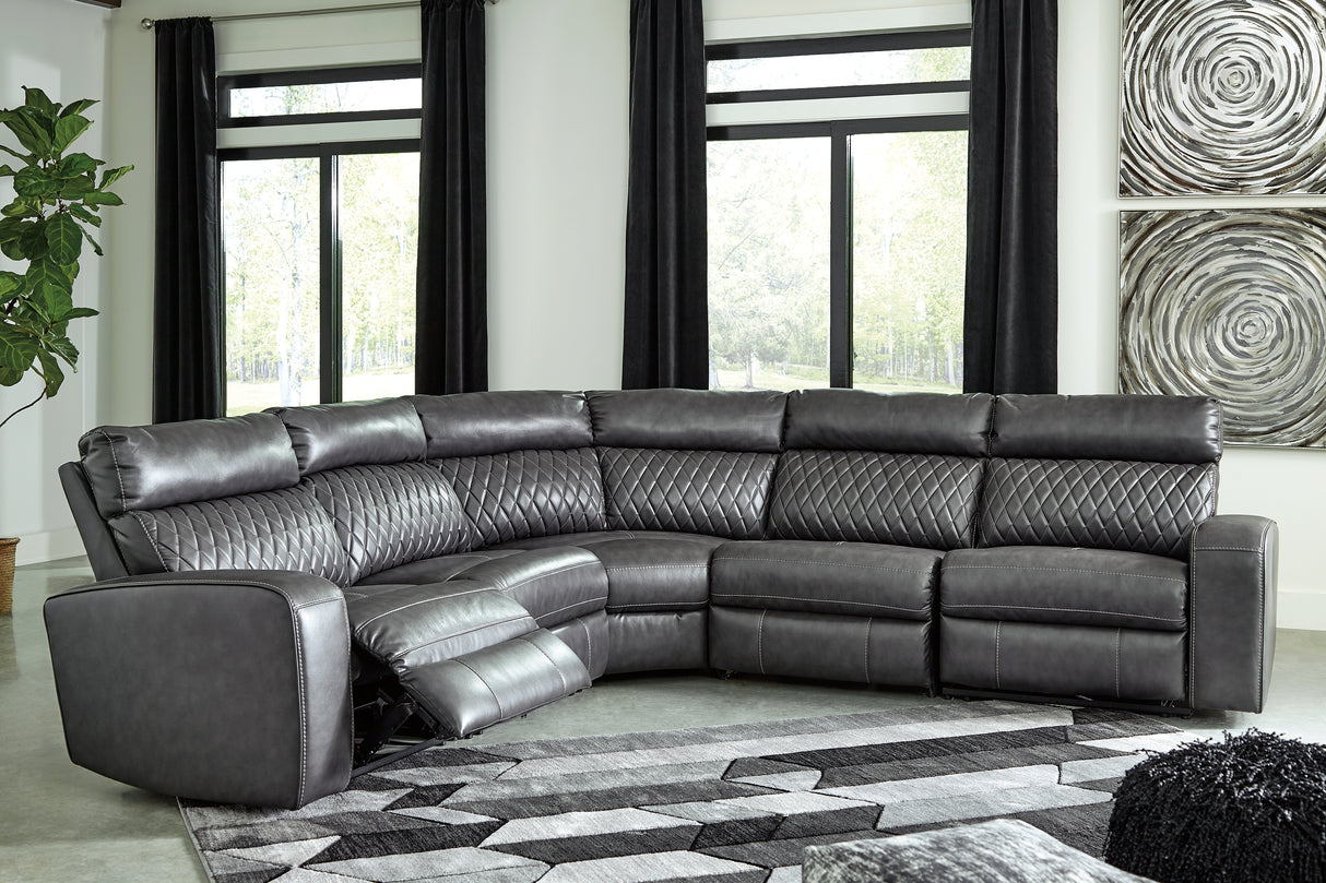 Nashville Furniture Outlets - Ashley Furniture - Samperstone Sectional - 5-Piece Power Reclining Sectional / Gray - 55203S1