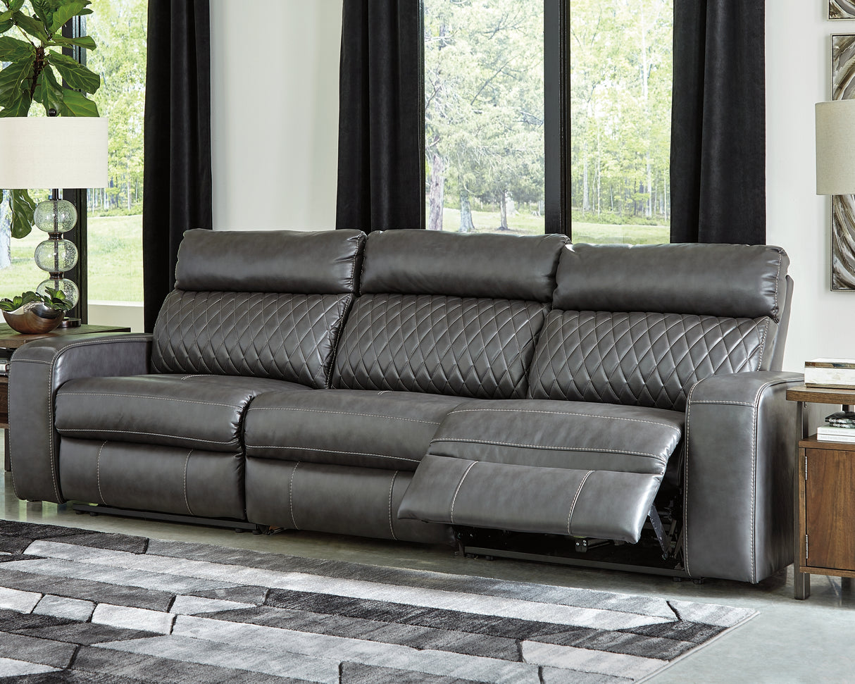 Nashville Furniture Outlets - Ashley Furniture - Samperstone Sectional - 3-Piece Power Reclining Sectional Sofa / Gray - 55203S4