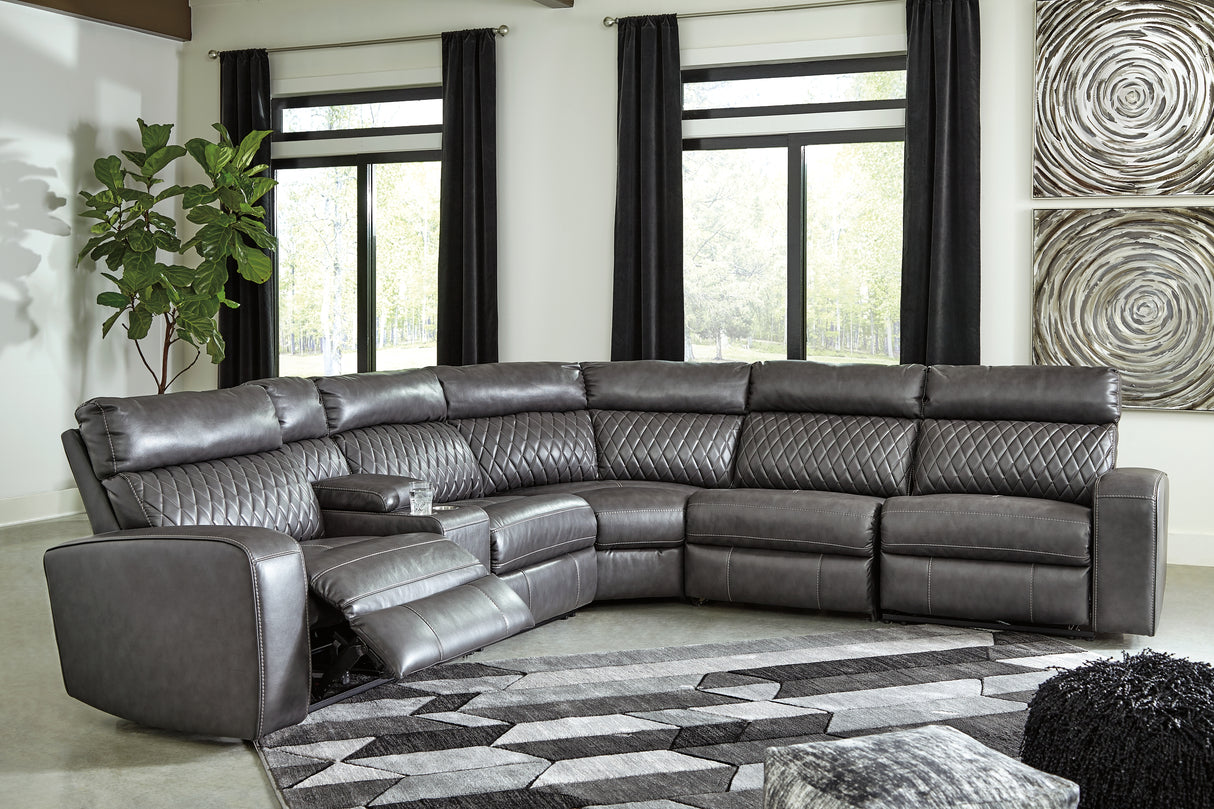 Nashville Furniture Outlets - Ashley Furniture - Samperstone Sectional - 6-Piece Power Reclining Sectional / Gray - 55203S2