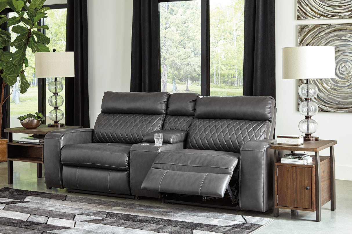 Nashville Furniture Outlets - Ashley Furniture - Samperstone Sectional - 2-Piece Power Reclining Sectional Loveseat / Gray - 55203S5