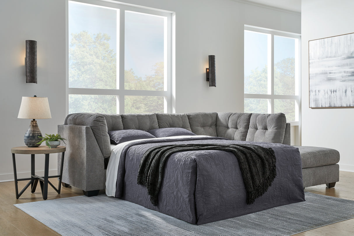 Nashville Furniture Outlets - Ashley Furniture - Marleton Sectional - 2-Piece Sleeper Sectional with Chaise / Gray - 55305S4