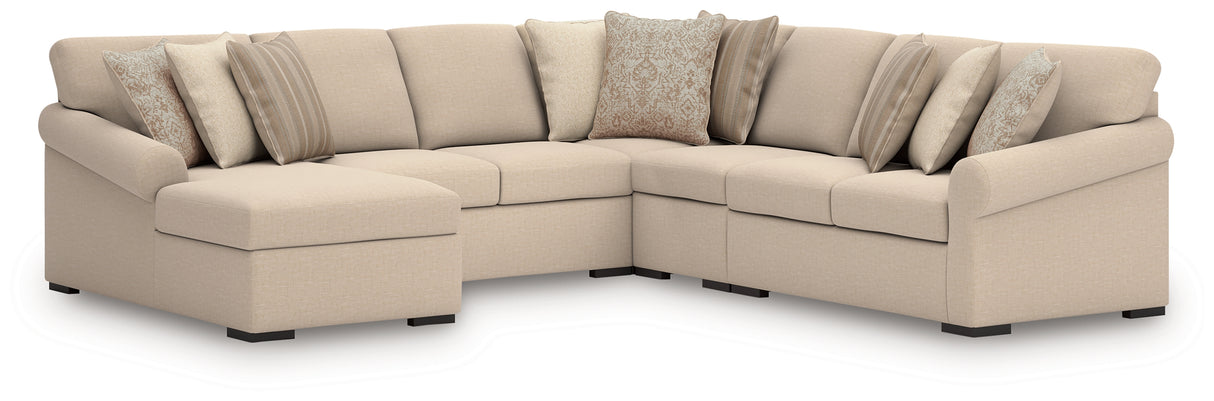 Nashville Furniture Outlets - Ashley Furniture - LadyMae Sectional - RAF 5-Piece Sectional with Chaise / Twill - 59404S8