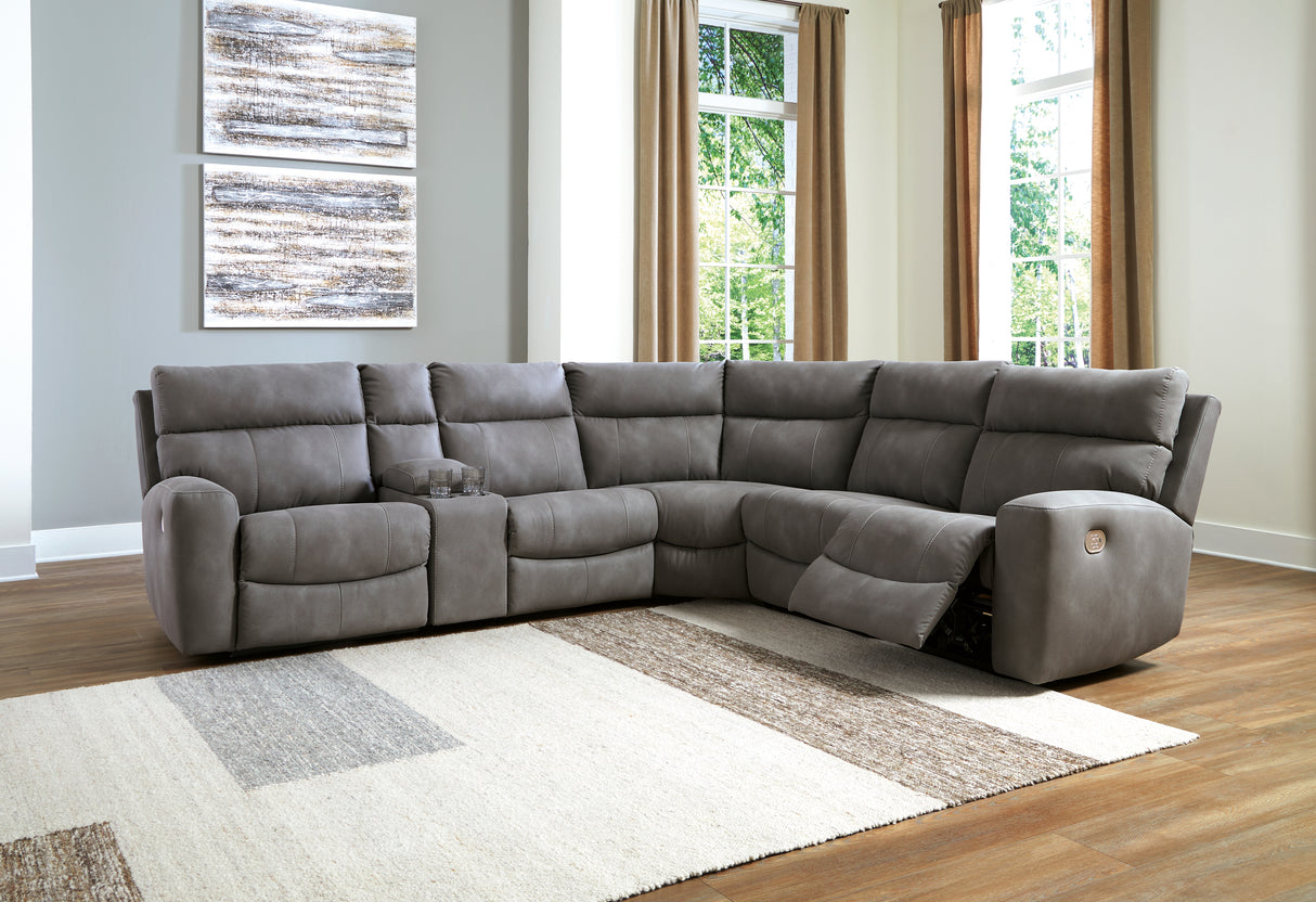 Nashville Furniture Outlets - Ashley Furniture - Next-Gen DuraPella Sectional - 6-Piece Power Reclining Sectional / Slate - 61003S7