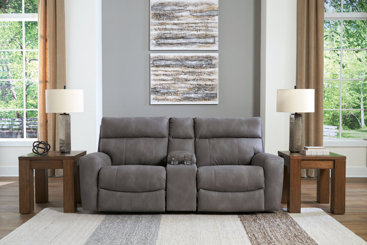 Nashville Furniture Outlets - Ashley Furniture - Next-Gen DuraPella Sectional - 3-Piece Power Reclining Sectional Loveseat with Console / Slate - 61003S3