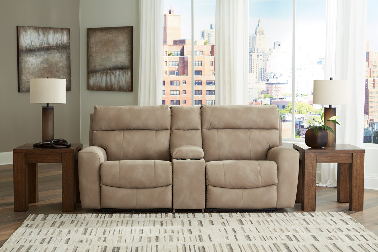 Nashville Furniture Outlets - Ashley Furniture - Next-Gen DuraPella Sectional - 3-Piece Power Reclining Sectional Loveseat with Console / Sand - 61004S3