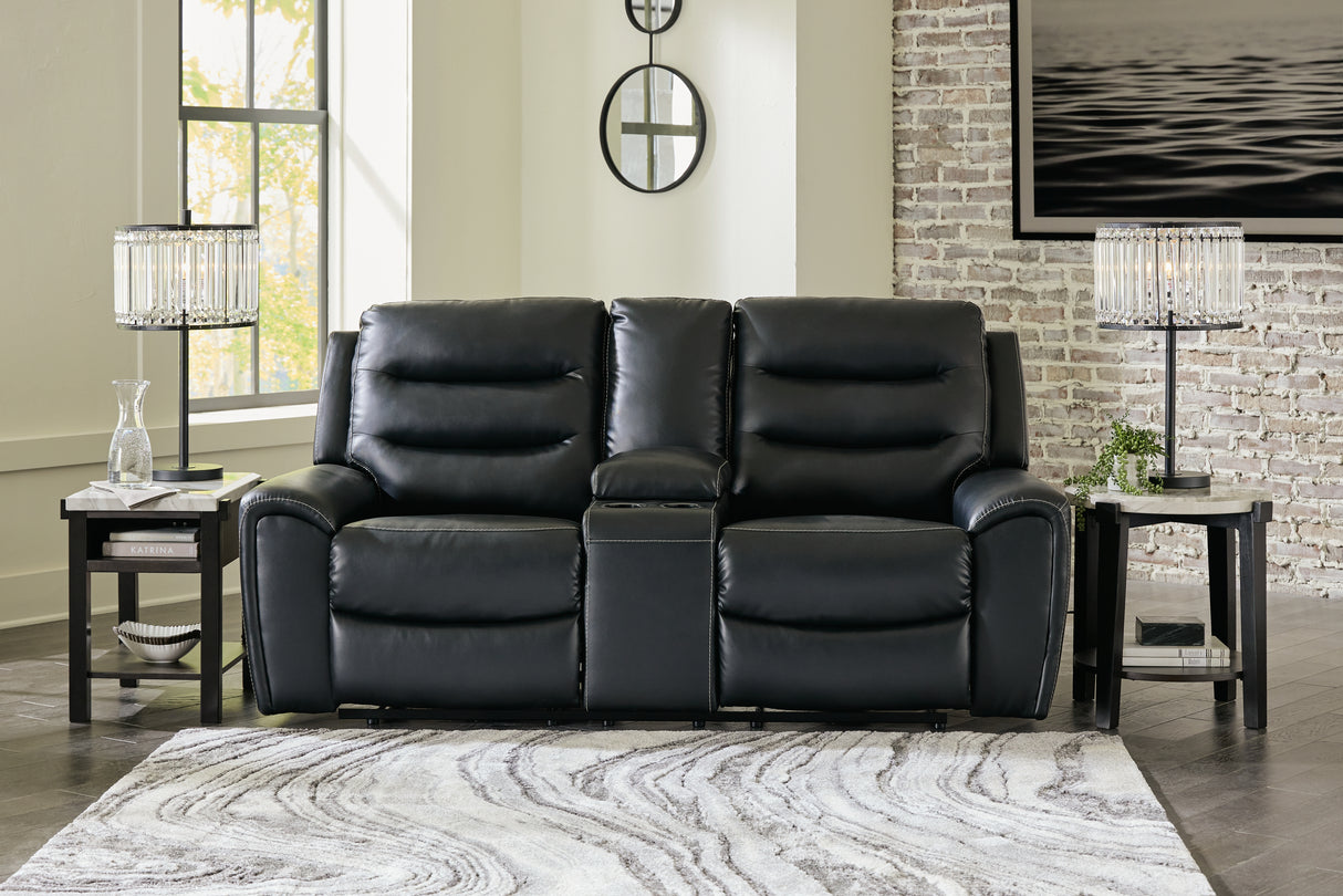 Nashville Furniture Outlets - Ashley Furniture - Warlin Living Room - PWR REC Loveseat/CON/ADJ HDRST / Black - 6110518