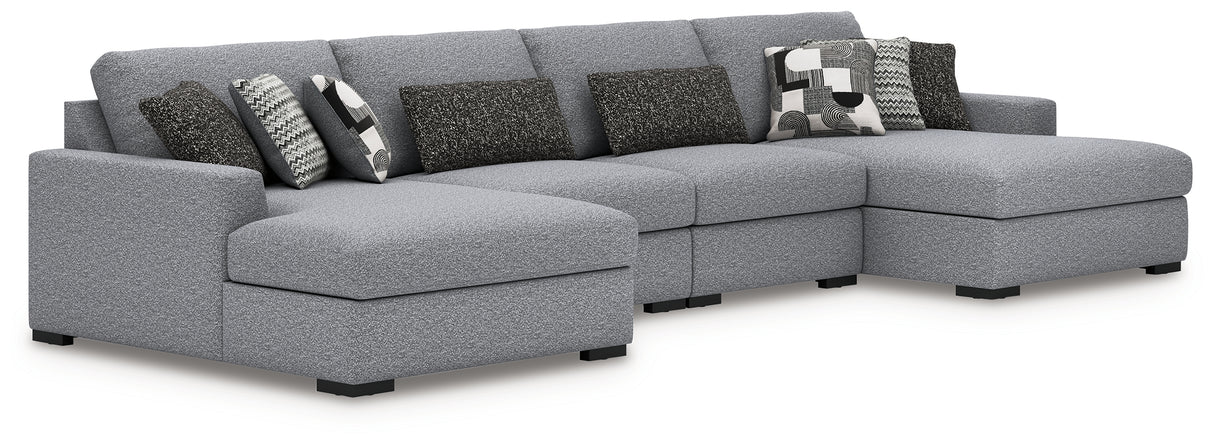 Nashville Furniture Outlets - Ashley Furniture - Bealton Sectional - RAF 4-Piece Sectional with Double Chaise / Salt and Pepper - 61305S9