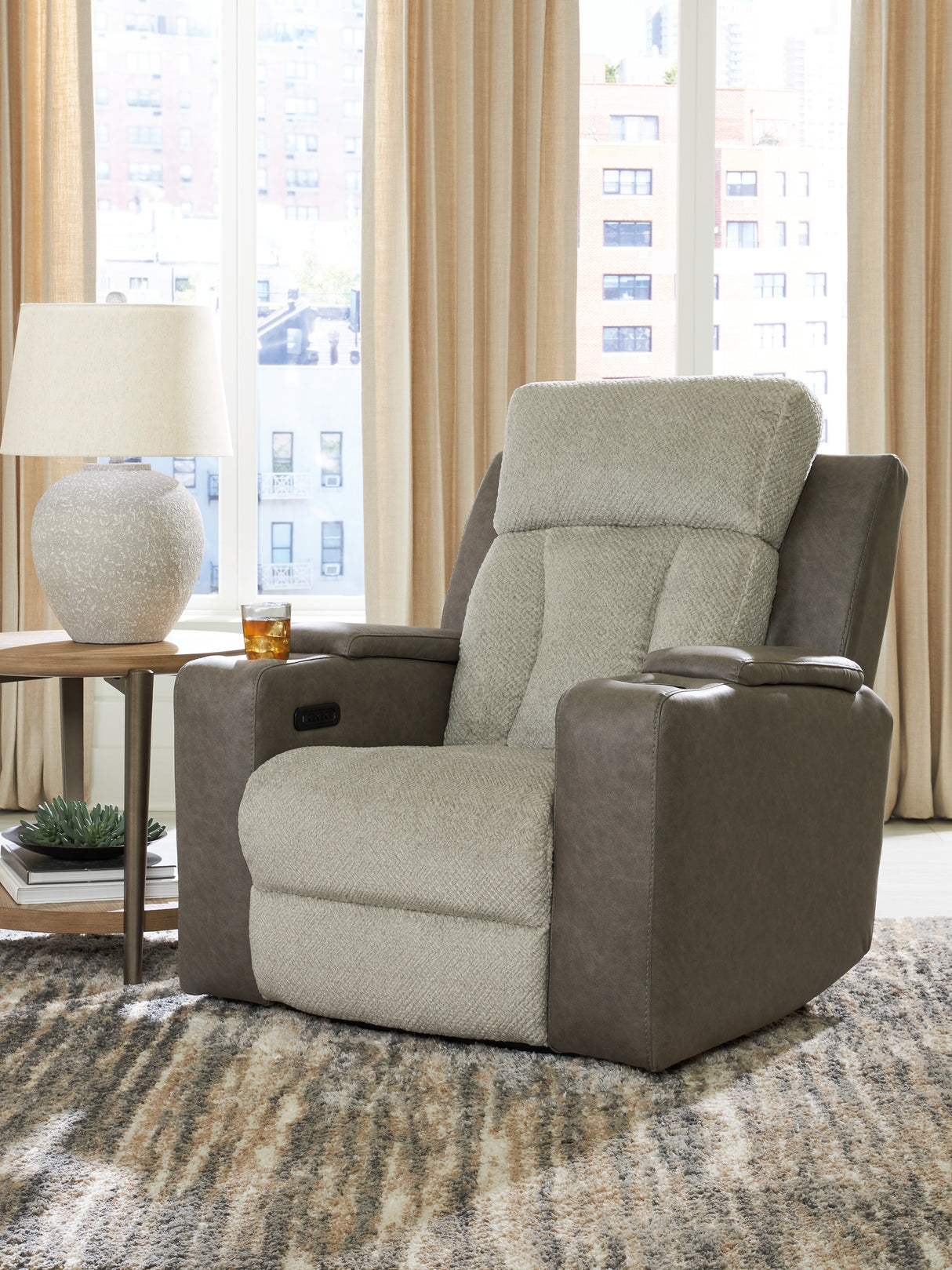 Nashville Furniture Outlets - Ashley Furniture - WhipLash Living Room - PWR Recliner/ADJ Headrest / Sisal - PC6320413