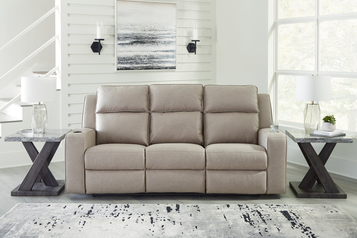 Nashville Furniture Outlets - Ashley Furniture - Lavenhorne Living Room - REC Sofa w/Drop Down Table / Pebble - 6330789