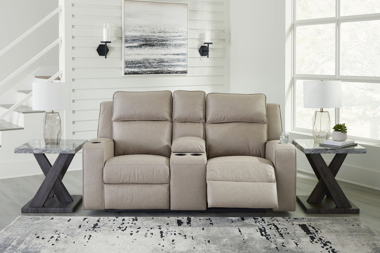 Nashville Furniture Outlets - Ashley Furniture - Lavenhorne Living Room - DBL Rec Loveseat w/Console / Pebble - 6330794