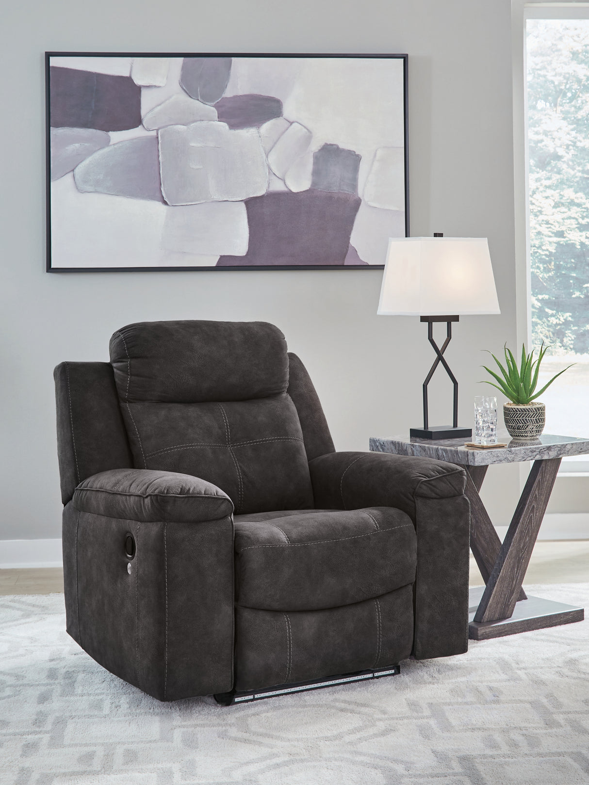 Nashville Furniture Outlets - Ashley Furniture - Brysonview Living Room - Zero Wall Recliner / Charcoal - 6360529