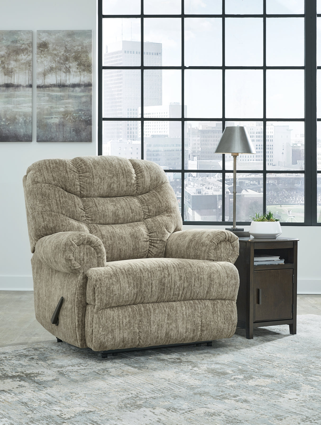 Nashville Furniture Outlets - Ashley Furniture - Movie Man Living Room - Zero Wall Recliner / Taupe - 6380329
