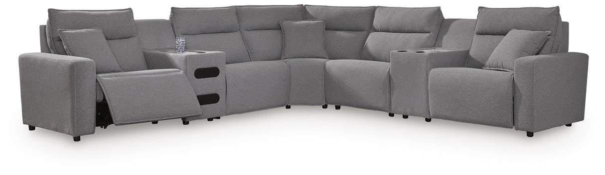 Nashville Furniture Outlets - Ashley Furniture - Modmax II 7-Piece Power Reclining Sectional with Audio Consoles - 7-Piece Power Reclining Sectional with Audio Consoles - 65906S48