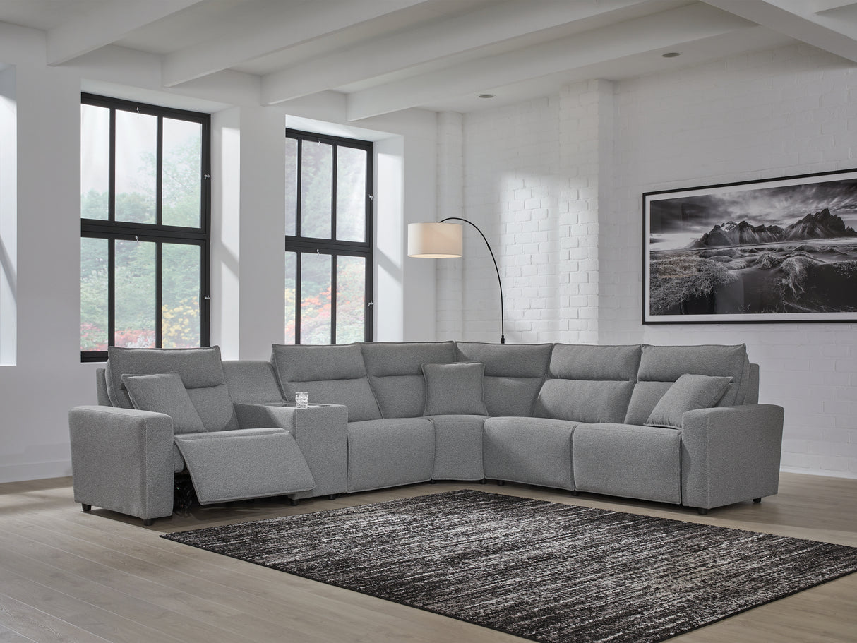 Nashville Furniture Outlets - Ashley Furniture - ModMax II Sectional - 6-Piece Power Reclining Sectional / Salt and Pepper - 65906S10