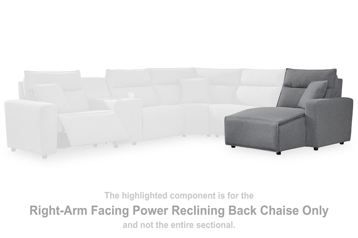 Nashville Furniture Outlets - Ashley Furniture - ModMax II Sectional - RAF Press Back Power Chaise / Salt and Pepper - 6590697