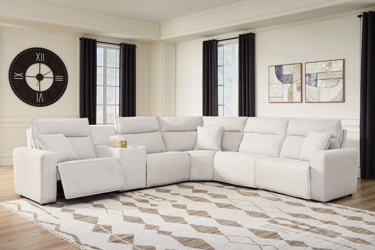Nashville Furniture Outlets - Ashley Furniture - ModMax II Sectional - 6-Piece Reclining Sectional with Console / Stone - 65907S36