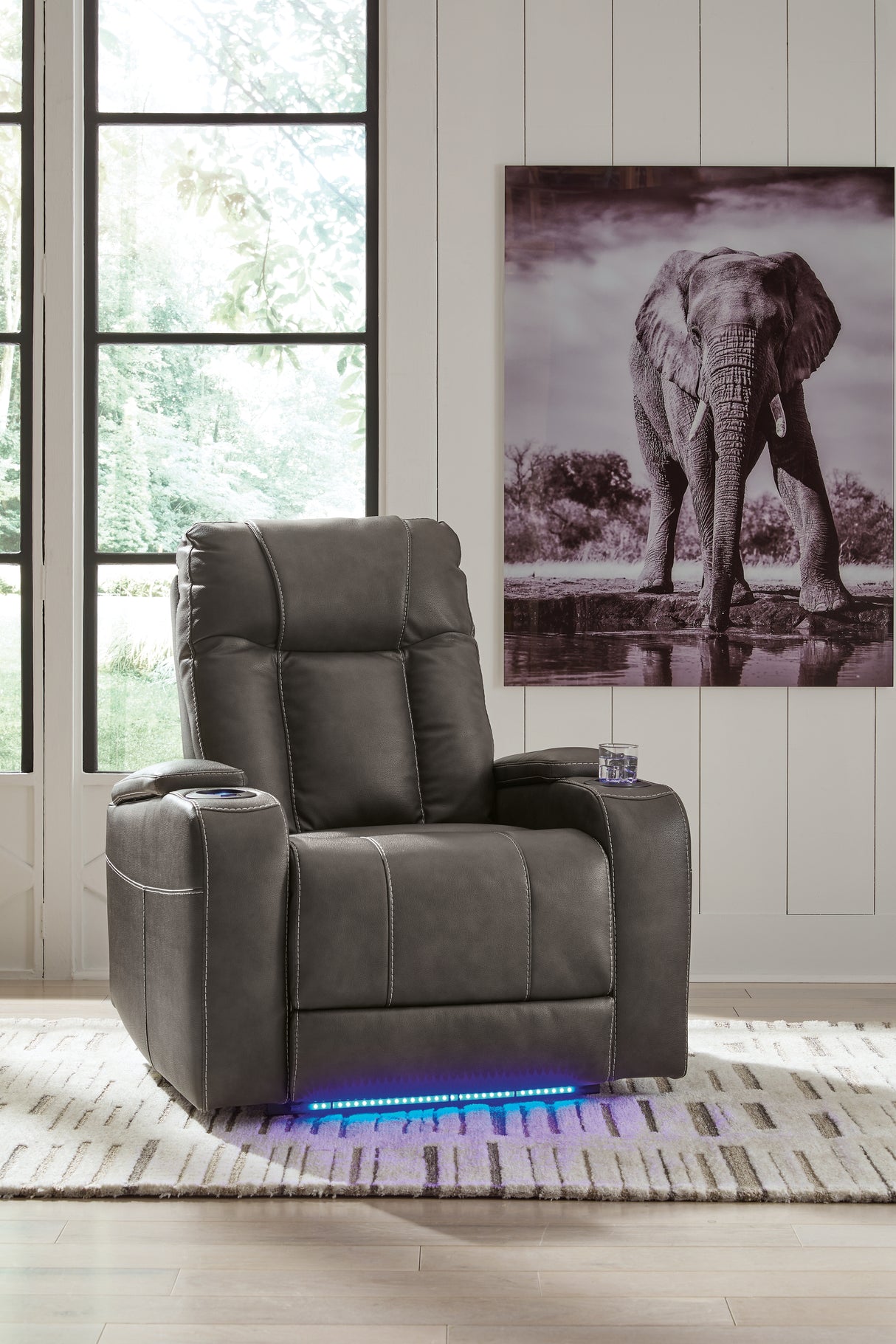 Nashville Furniture Outlets - Ashley Furniture - Feazada Living Room - PWR Recliner/ADJ Headrest / Shadow - 6620513