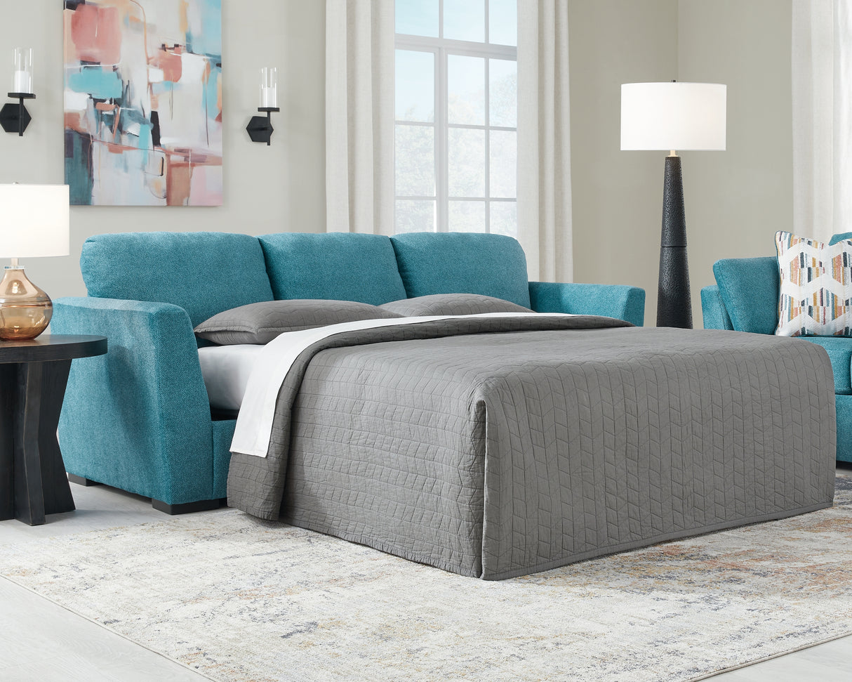 Nashville Furniture Outlets - Ashley Furniture - Keerwick Living Room - Queen Sofa Sleeper / Teal - 6750739