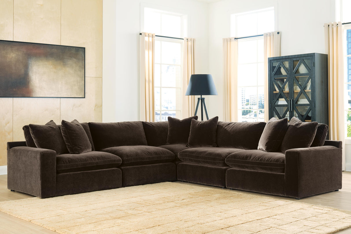 Nashville Furniture Outlets - Ashley Furniture - Maxton Heights Sectional - RAF 5-Piece Sectional / Bittersweet - 67807S4